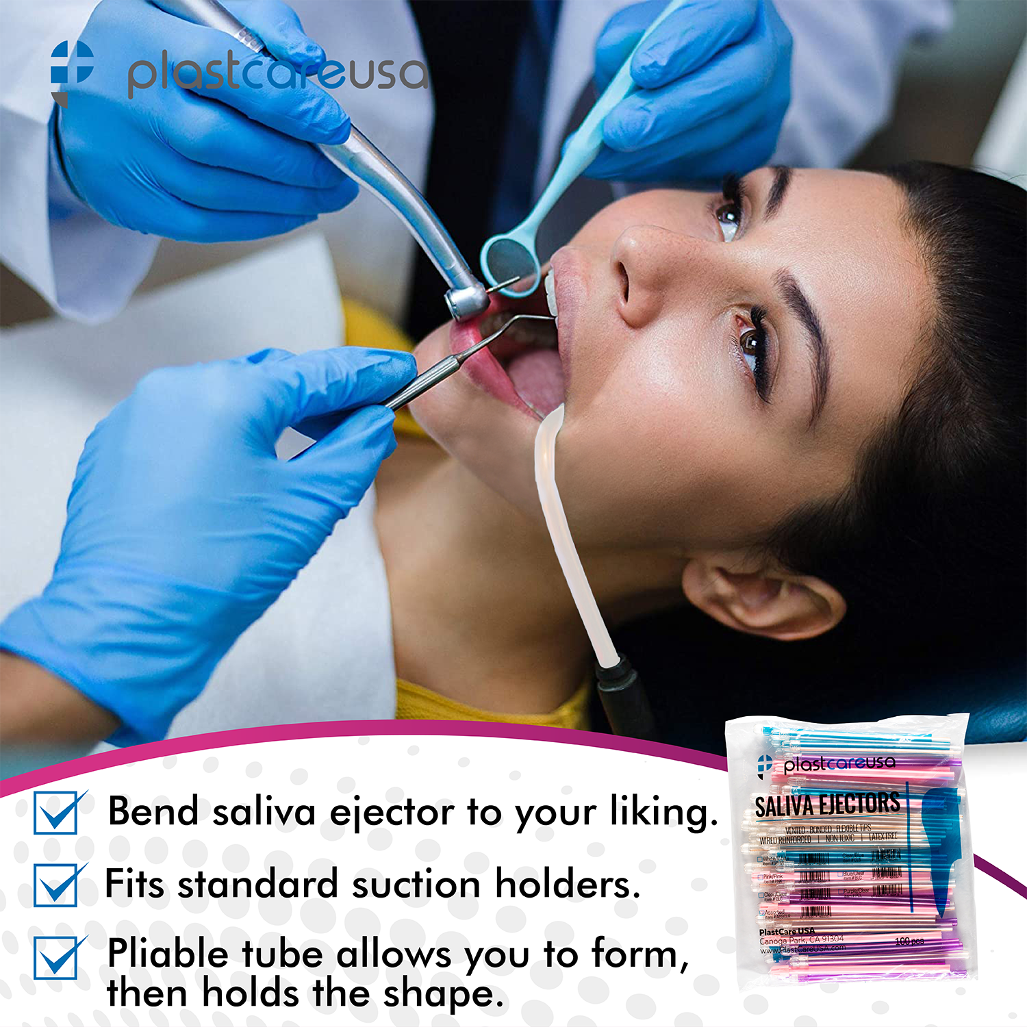 6000 Assorted Saliva Ejectors (60 Bags, 6 Cases) by PlastCare USA - My DDS Supply