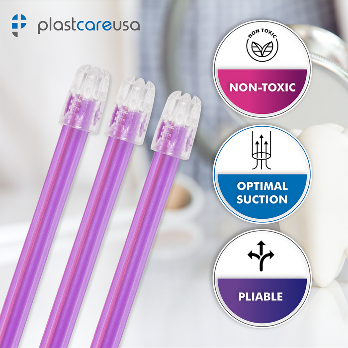 1000 Purple Clear Saliva Ejectors (10 Bags) by PlastCare USA - My DDS Supply