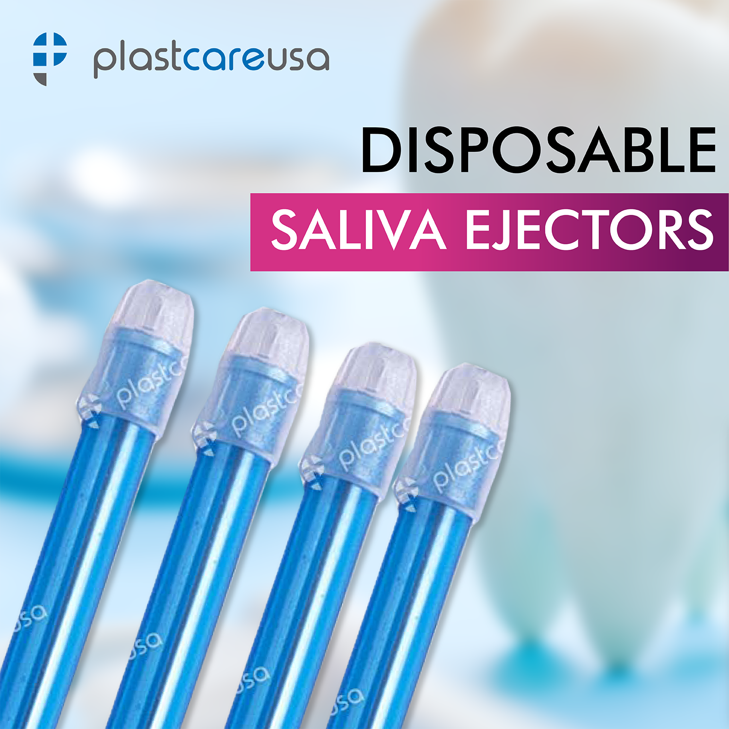 1000 Blue Clear Saliva Ejectors (10 Bags) by PlastCare USA - My DDS Supply
