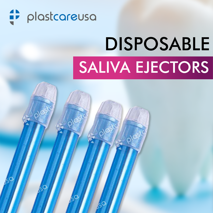 100 Blue Clear Saliva Ejectors (1 Bag) by PlastCare USA - My DDS Supply