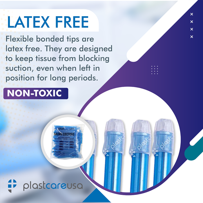 100 Blue Clear Saliva Ejectors (1 Bag) by PlastCare USA - My DDS Supply