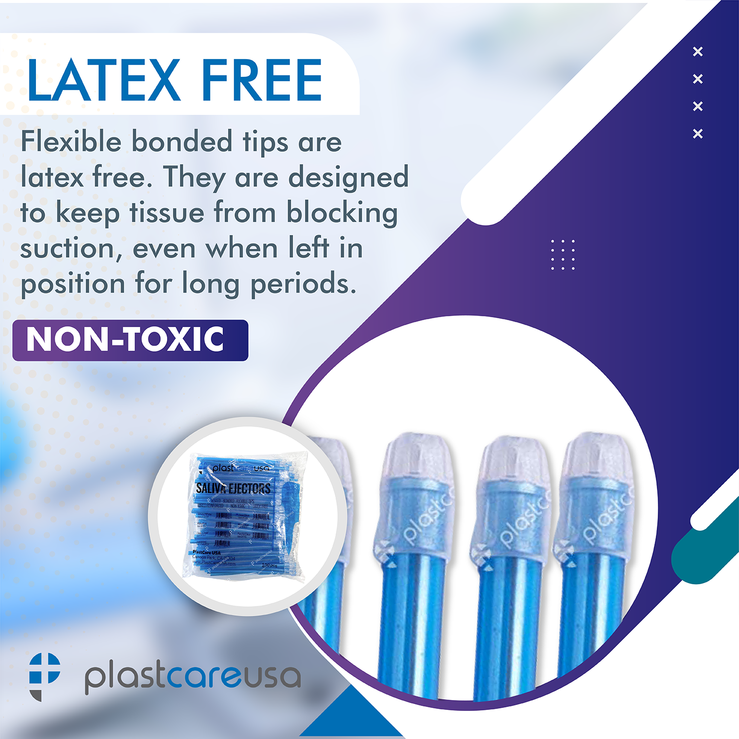 6000 Blue Clear Saliva Ejectors (60 Bags) by PlastCare USA - My DDS Supply