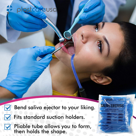 6000 Blue Clear Saliva Ejectors (60 Bags) by PlastCare USA - My DDS Supply