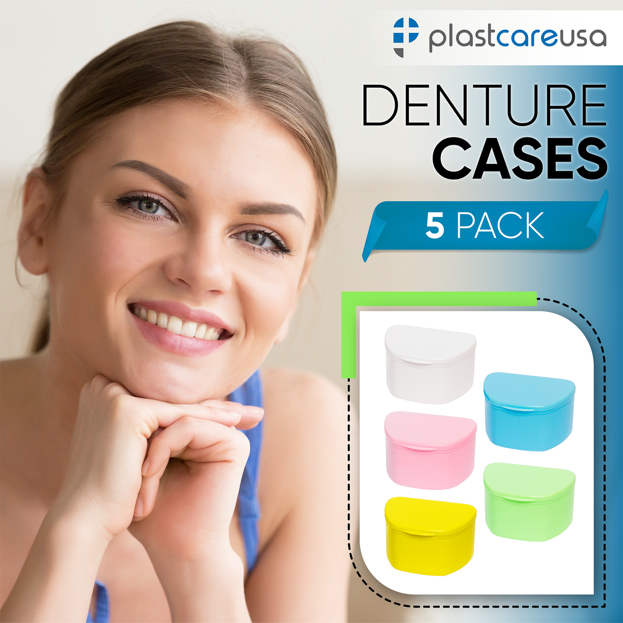 Assorted 5 Pack Denture Case Bath Holders for Retainers Teeth Guards (Individually Sealed) - My DDS Supply