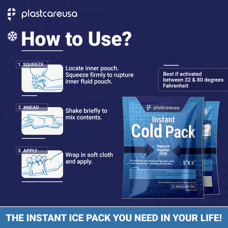 6" x 9" Instant Cold Packs for Pain Relief, Swelling, Sprains (Case of 25 Disposable Packs) - My DDS Supply