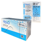 3-0 black braided silk sutures, 18 in, C-26 reverse cutting needle, box of 12