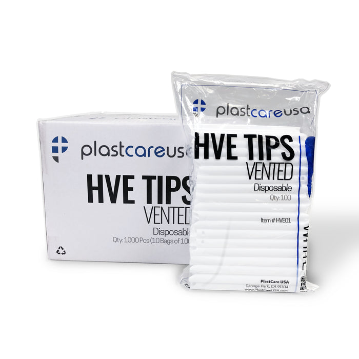 6000 White HVE Evacuation Suction Dental Tips, Vented (60 Bags, 6 Cases) - My DDS Supply