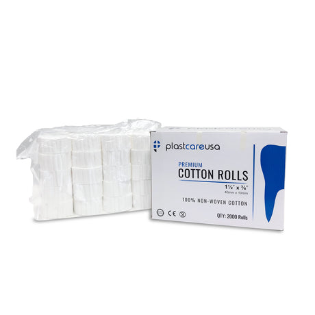 10,000 Plain Wrapped Cotton Rolls 1-1/2" x 3/8", (#2 Medium) by PlastCare USA - My DDS Supply