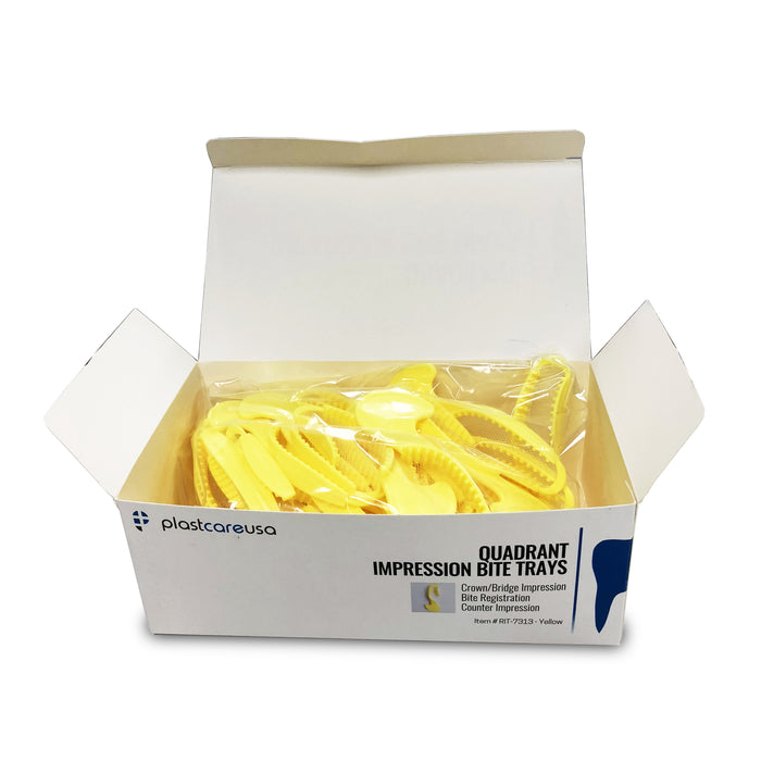 35 x Quadrant Yellow Bite Registration Impression Trays (1 Box) - My DDS Supply