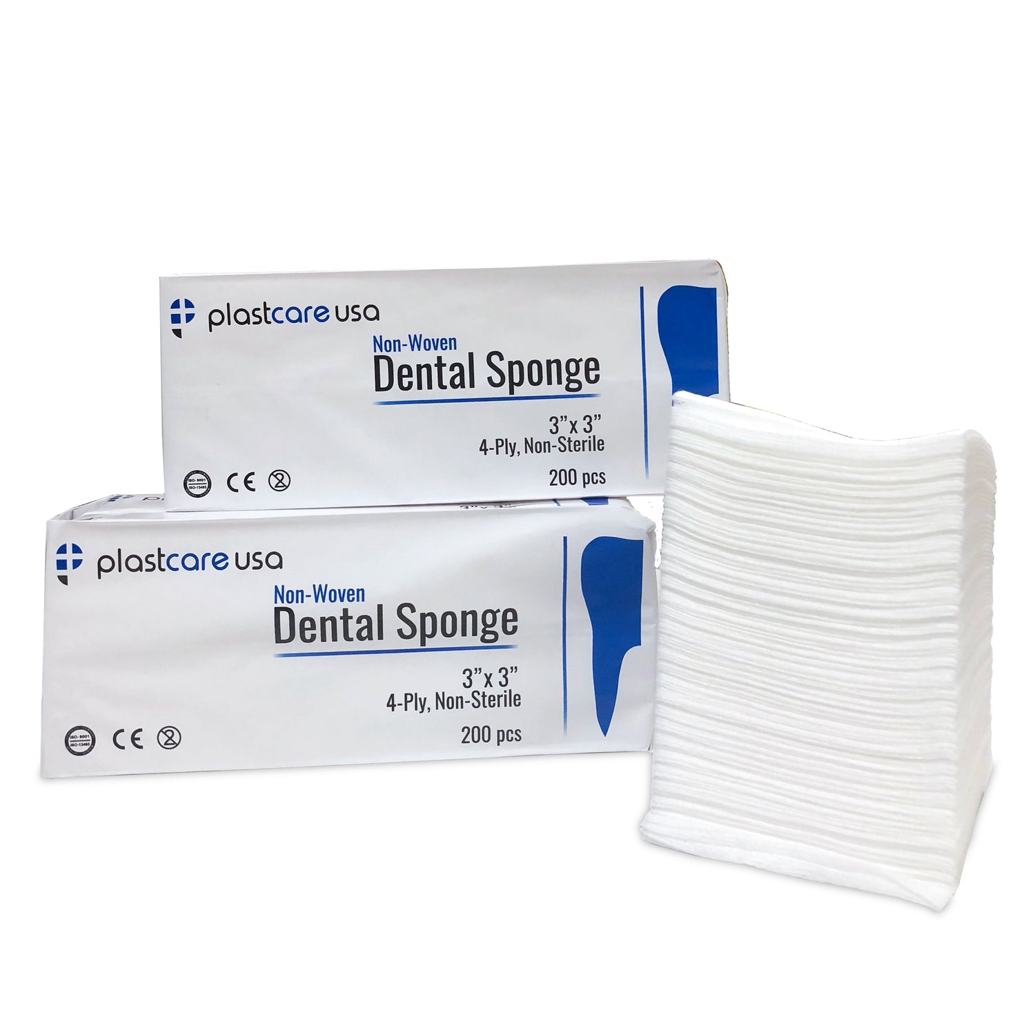 4000 3x3 4-Ply Non Woven, Non-Sterile Cotton Dental Gauze Sponges by PlastCare USA - My DDS Supply
