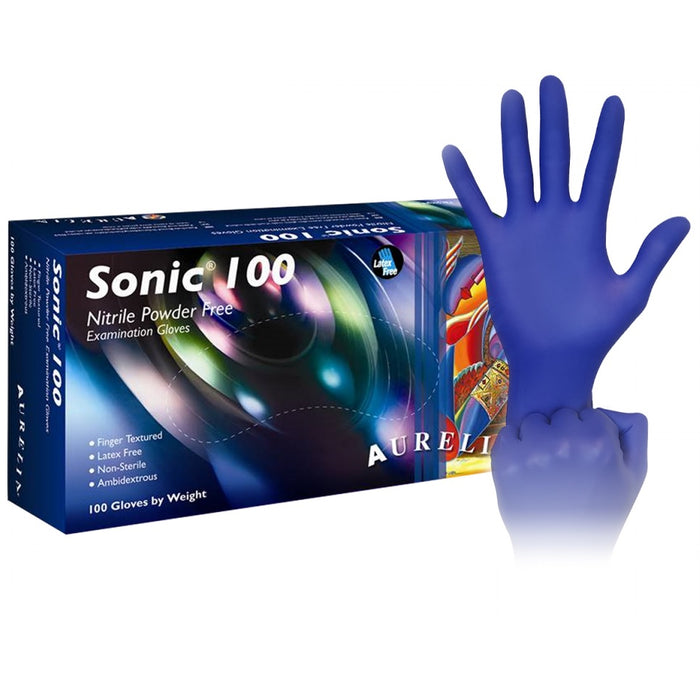 1000 XL Aurelia Sonic-100 Blue Nitrile 2.2 mil Powder Free Examination Gloves (10 Boxes) (Extra Large) - My DDS Supply