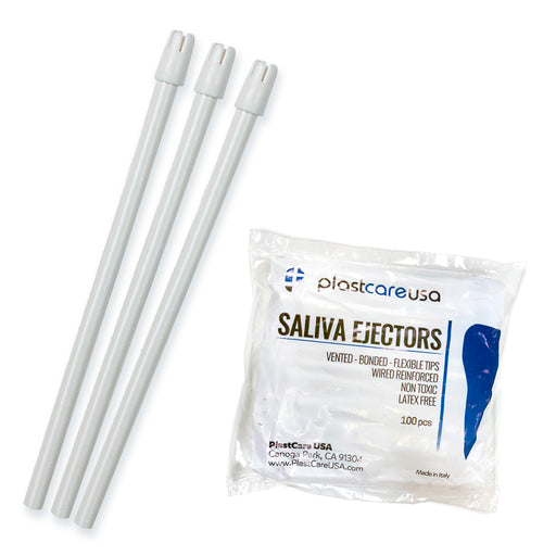 1000 White Saliva Ejectors (10 Bags) by PlastCare USA - My DDS Supply