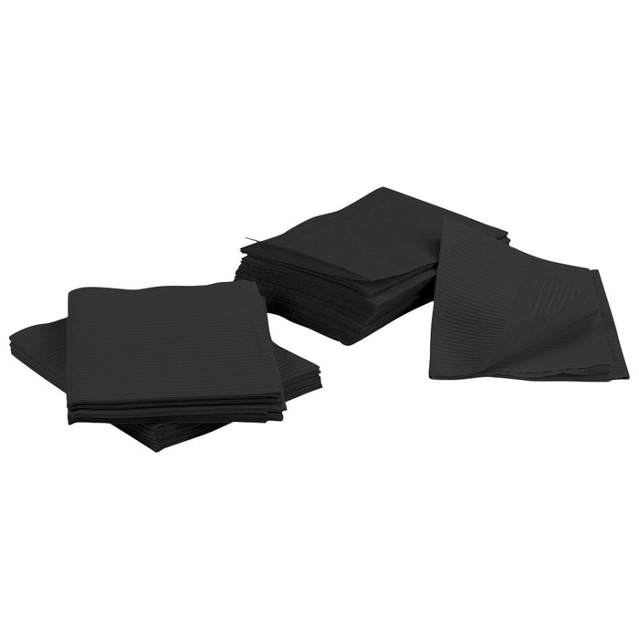2000 Black 3-Ply Dental Patient Towel Bibs (4 Case of 500) by PlastCare USA - My DDS Supply