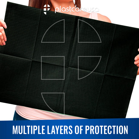 500 Black 3-Ply Dental Tattoo Patient Towel Bibs (Case of 500) by PlastCare USA - My DDS Supply