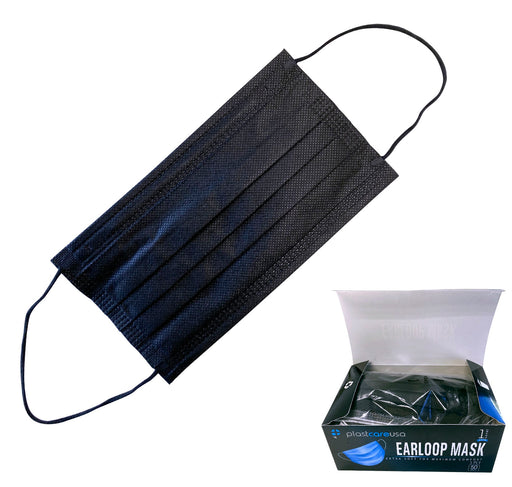 Black ASTM Level 1 Surgical Earloop Face Mask By PlastCare USA (Box of 50) (Deal of the Day) - My DDS Supply