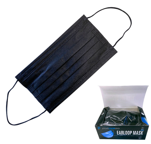 Black ASTM Level 1 procedure masks for dental offices