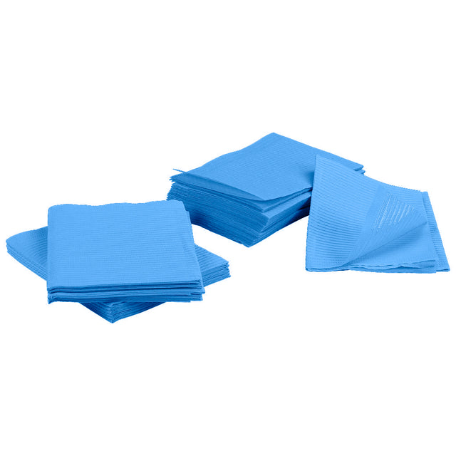Absorbent cobalt blue dental bib towels