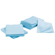 Absorbent blue dental bib towels, 13 x 18 in