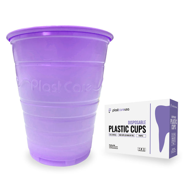 1000 Purple Plastic Disposable Ribbed Drinking Dental Cups, 5 Oz