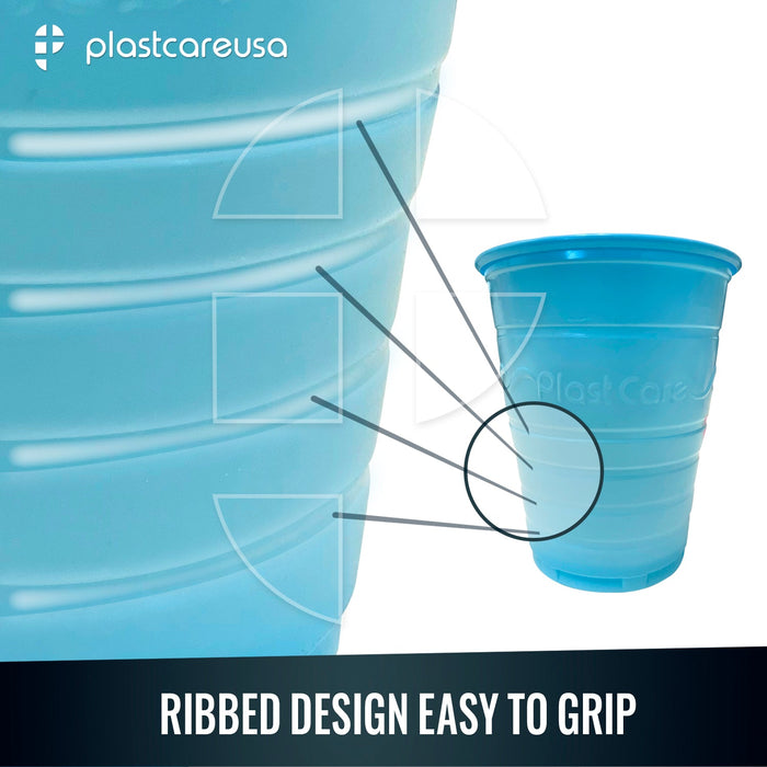 2000 Blue Plastic Disposable Ribbed Drinking Dental Cups, 5 Oz by PlastCare USA - My DDS Supply