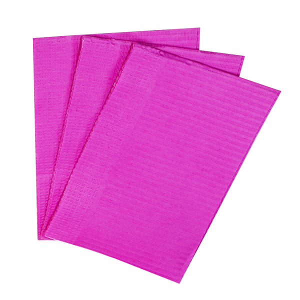 500 Fuchsia 3-Ply 13x18 Dental Patient Towel Bibs (Case of 500) by PlastCare USA - My DDS Supply
