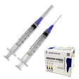 Bulk purple 30 gauge luer lock irrigation syringes and tips