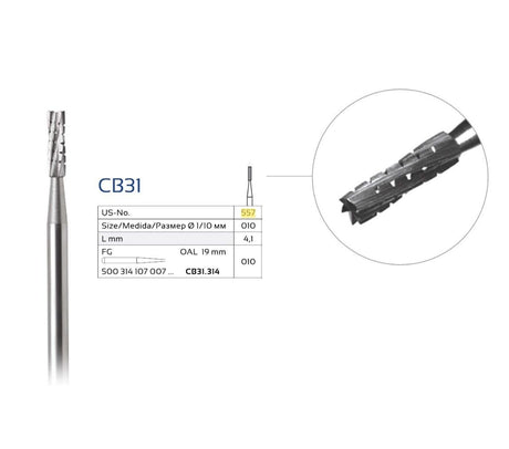 100 FG #557 19 mm Carbide Dental Burs by Verdent - My DDS Supply